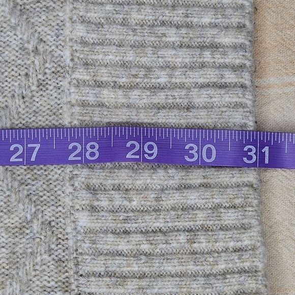 LOFT Oatmeal Bohemian Turtleneck Cable Knit Chic Ribbed Trim Flowy Knit Sweater - Picture 13 of 14